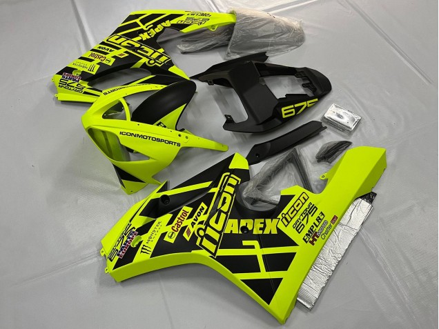 Carénages Moto Triumph Daytona 675 Triple 2006-2008 - Jaune Noir Mat