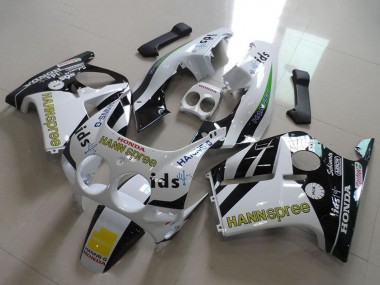 Carénages Moto Honda CBR250RR MC19 1988-1989 - Blanc Jaune Noir Brillant Hannspree