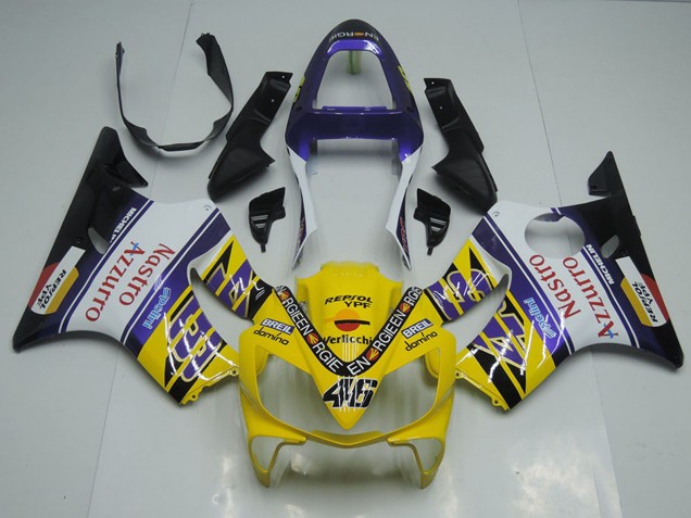 Carénages Moto Honda CBR600 F4i 2001-2003 - Jaune Blanc Bleu Noir Rouge Nastro Azzurro