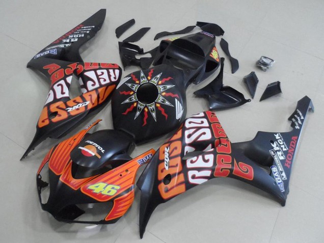 Carénages Moto Honda CBR1000RR 2006-2007 - Noir Mat Orange Rossi 46