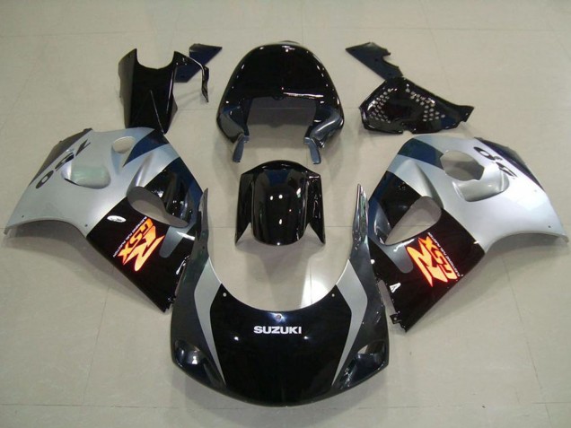 Carénages Moto ABS Suzuki GSXR 750 1996-2000 - Noir Brillant Argent