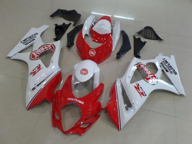 Carénage Moto Suzuki GSXR 1000 2007-2008 - Blanc Rouge Lucky Strike