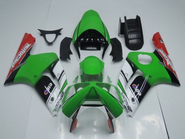 Carénages Moto Kawasaki ZX6R 2003-2004 - Vert Blanc Noir Rouge Motocard