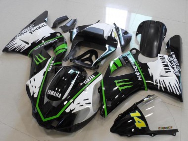Carénages Moto Yamaha YZF R1 2000-2001 - Noir Brillant Blanc Vert Monstre