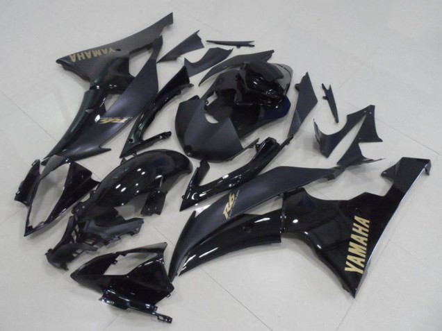 Carénages Moto Yamaha YZF R6 2008-2016 - Noir Brillant Noir Mat Or Décalque