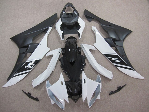 Carénages Moto Yamaha YZF R6 2006-2007 - Blanc Noir Brillant Noir Mat