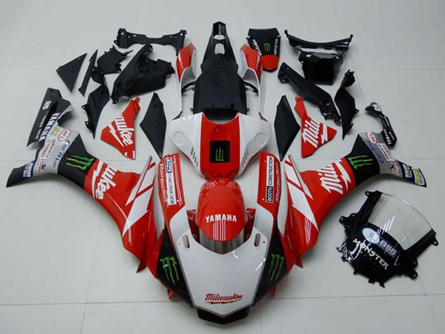 Carénages Moto Yamaha YZF R1 2015-2019 - Blanc Rouge Noir Vert Monstre Milwaukee