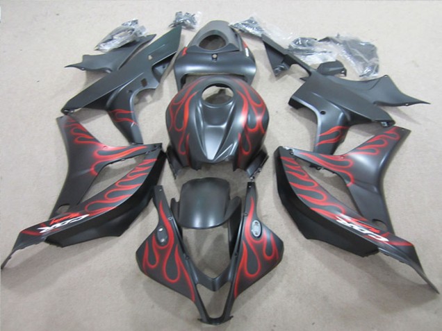 Carénages Moto Honda CBR600RR 2007-2008 - Noir Mat Rouge Flamme