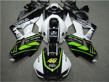 Carénages Moto Honda CBR600RR 2013-2023 - Blanc Vert Noir Brillant Semakin Didepan Monstre