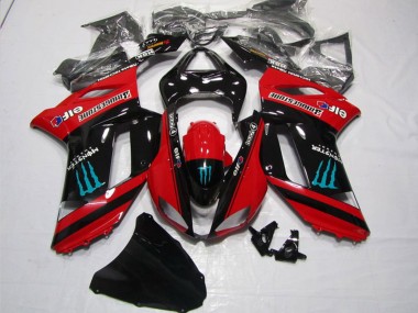 Carénages Moto Kawasaki ZX6R 2007-2008 - Rouge Noir Monstre