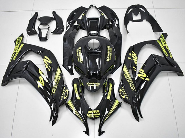 Carénages Moto Kawasaki ZX10R 2016-2020 - Noir Brillant Jaune Motul Courses Team Motocard