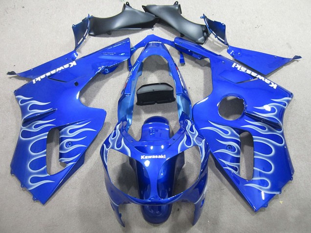 Carénages Moto Kawasaki ZX12R 2000-2001 - Bleu Blanc Flamme