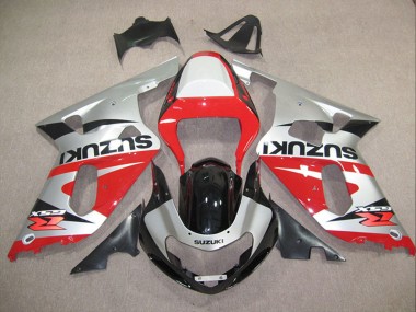 Carénages Moto Suzuki GSXR 600 2001-2003 - Argent Rouge Noir Brillant