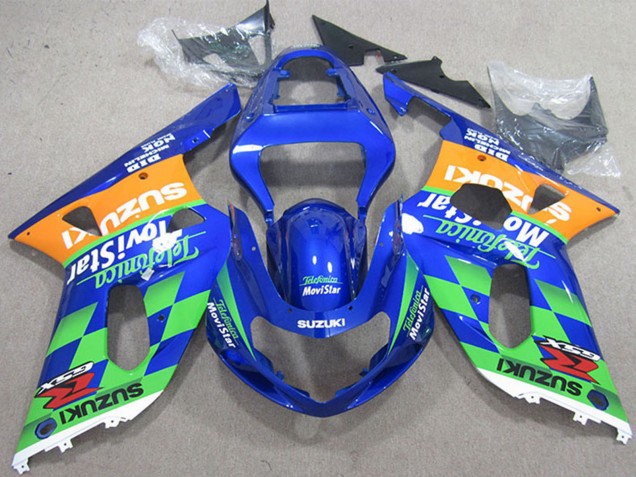 Carénages Moto Suzuki GSXR 600 2001-2003 - Bleu Orange Vert Telefonica MoviStar