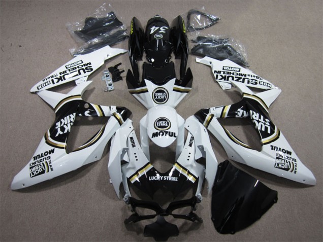 Carénages Moto Suzuki GSXR 600 2008-2010 - Blanc Noir Motul Lucky Strike