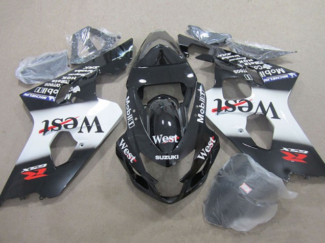Carénages Moto Suzuki GSXR 750 2004-2005 - Noir Brillant Blanc West Mobil