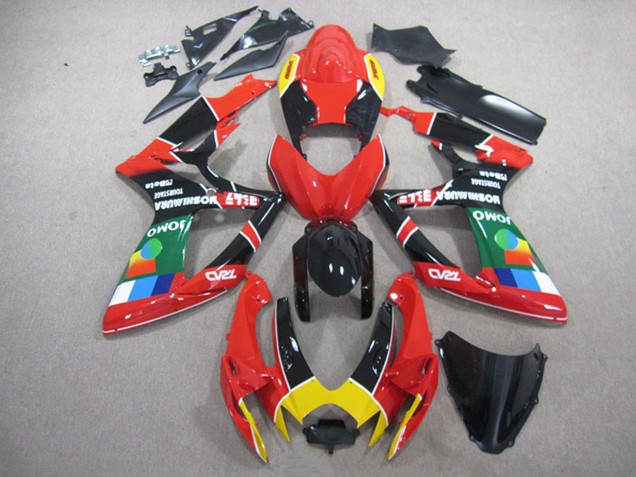 Carénages Moto Suzuki GSXR 750 2006-2007 - Rouge Noir Jaune Vert JOMO