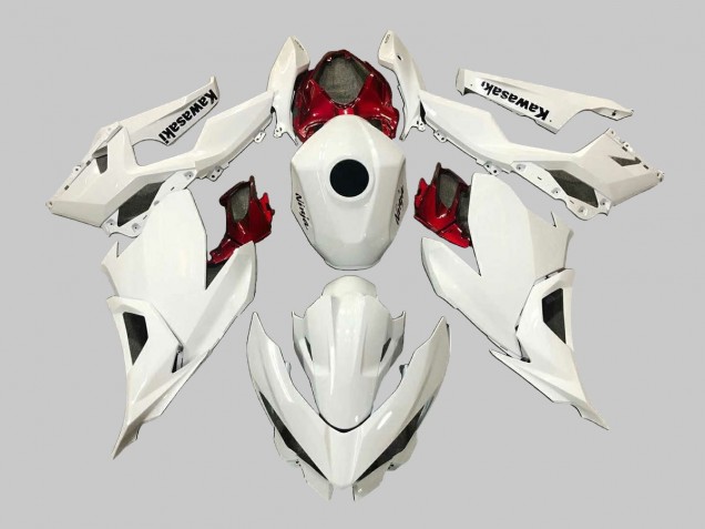 Carénages Moto Kawasaki EX400 2018-2024 - Blanc Rouge Noir